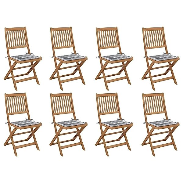 vidaXL Klappbare Gartenstühle mit Kissen 8 Stk Massivholz Akazie 3075127 günstig online kaufen