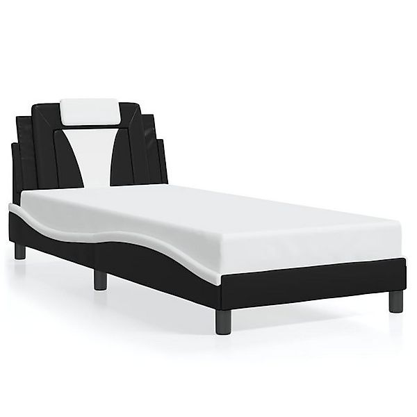 vidaXL Bettgestell, Bettrahmen mit Kopfteil Schwarz und Weiß 90x200 cm Kuns günstig online kaufen