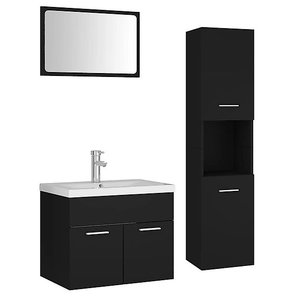 vidaXL Badmöbel-Set Schwarz Holzwerkstoff 3071406 günstig online kaufen