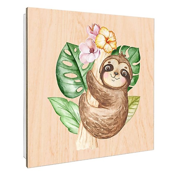 Banjado Großer Schlüsselbox Holz 30x30cm Weiß Scharnier Rechts 50 Haken Sch günstig online kaufen