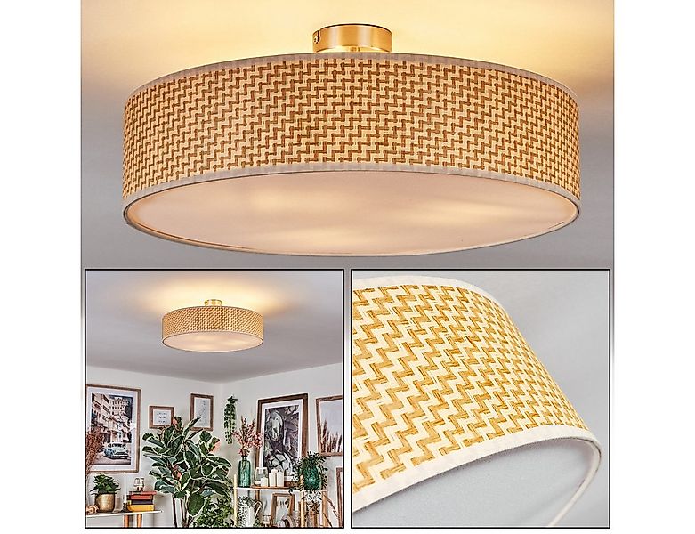 hofstein Deckenleuchte Deckenlampe aus Metall/Rattan/Stoff/Kunststoff in Na günstig online kaufen