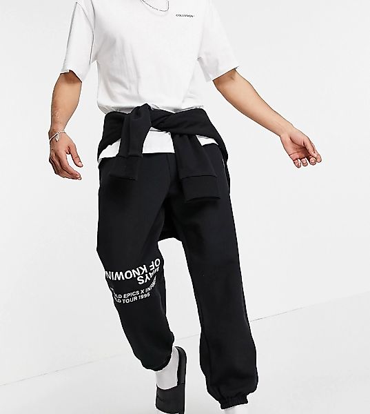 COLLUSION – Oversized-Jogginghose mit Print in Schwarz, Kombiteil günstig online kaufen