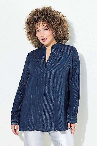 Ulla Popken Longbluse Bluse Metallic-Streifen A-Linie günstig online kaufen