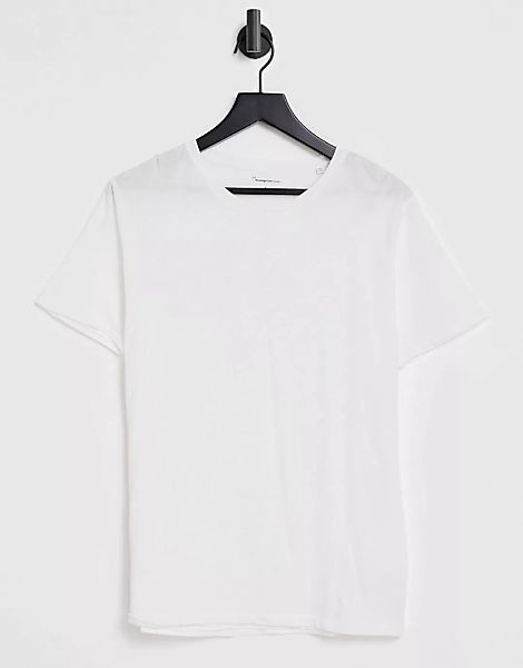 Knowledge Cotton Apparel – T-Shirt in Weiß aus Bio-Baumwolle günstig online kaufen