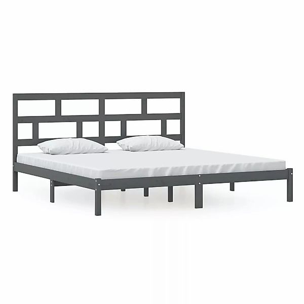 Vidaxl Massivholzbett Grau Kiefer 200x200 Cm günstig online kaufen