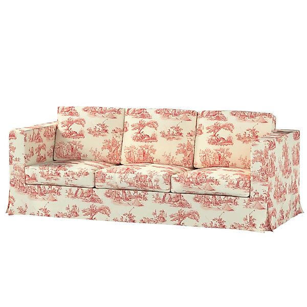 Bezug für Karlanda 3-Sitzer Sofa nicht ausklappbar, lang, creme- rot, Bezug günstig online kaufen