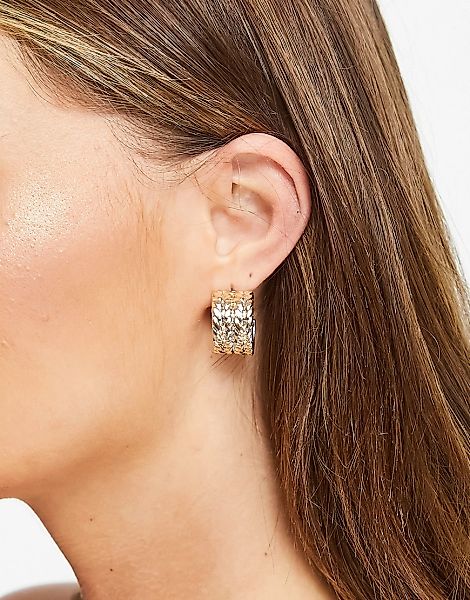ALDO – Meria – Goldfarbene, breite Ohrringe in gehämmerter Optik günstig online kaufen