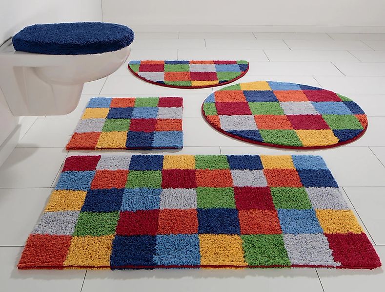 my home Badematte "Kira, Badvorleger, Badezimmer Teppich, Kästchen" Höhe 12 günstig online kaufen