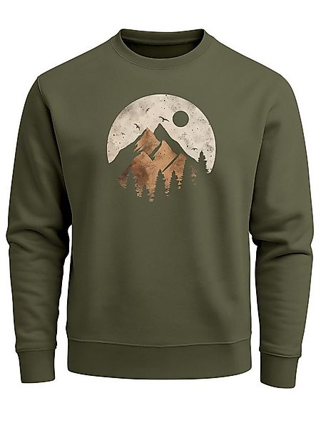 Neverless Sweatshirt Sweatshirt Herren ohne Kapuze Frontprint mit Berg und günstig online kaufen