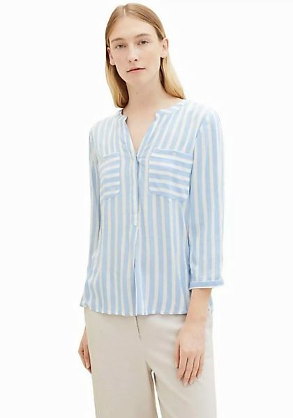 TOM TAILOR Blusenshirt Gestreifte 3/4 Arm Bluse V-Ausschnitt Tunika Shirt 4 günstig online kaufen