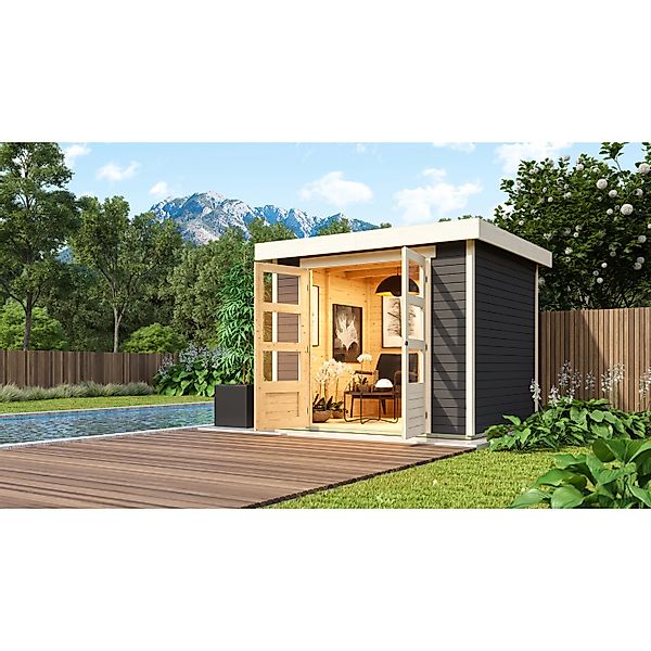 Karibu Express Gartenhaus Speedy B Terragrau 242 cm x 217 cm günstig online kaufen