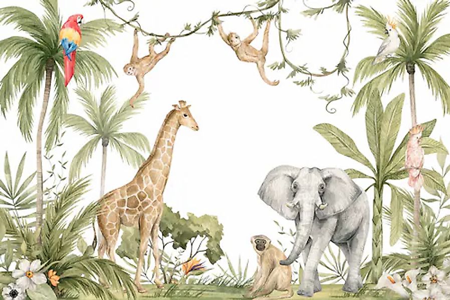 A.S. Création Vliestapete »Dschungel-Kindertapete Tiere Weiß Grün Vliestape günstig online kaufen