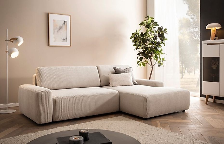 INOSIGN Ecksofa »TORGE (264cm), Schlafsofa in Cord, Samtvelours o Struktur günstig online kaufen