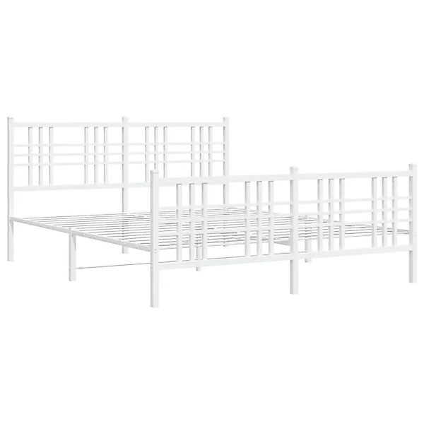 vidaXL Bettgestell mit Kopf- und Fußteil Metall Weiß 150x200 cm 376393 günstig online kaufen