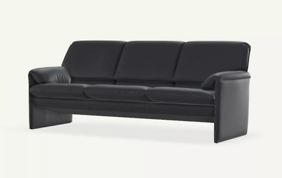 Ledersofa Schwarz 3-Sitzer 214 cm breit von Leolux Bora-Bèta günstig online kaufen