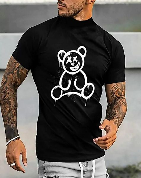 RMK T-Shirt Herren Shirt mit Bärendruck Bear Smiley in Unifarbe, aus Baumwo günstig online kaufen