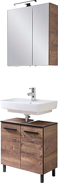 Saphir Badmöbel-Set "Quickset 374 Waschbeckenunterschrank mit LED-Spiegelsc günstig online kaufen