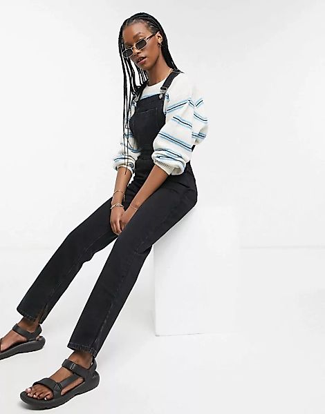 ASOS DESIGN – Jeans-Latzhose im Stil der 90er aus Bio-Baumwollmix in verwas günstig online kaufen