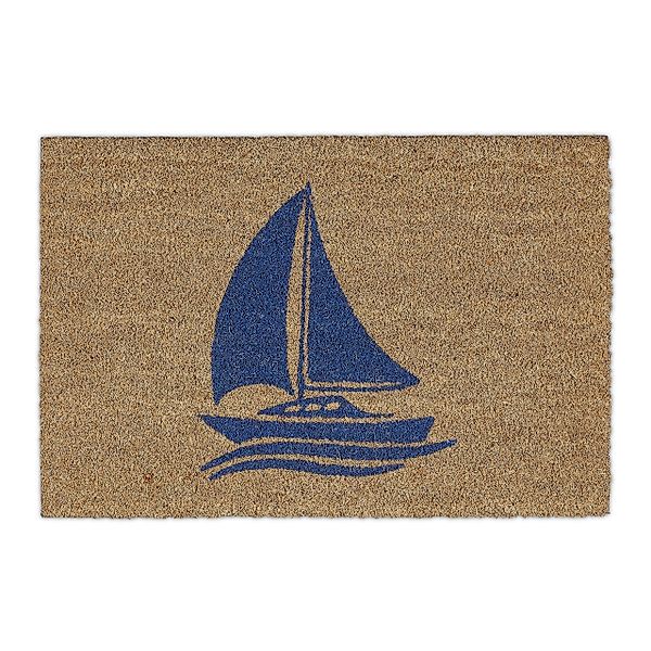 relaxdays Fußmatte mit Segelschiff natur, Höhe: günstig online kaufen