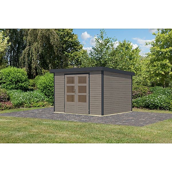 Karibu Gartenhaus Diego 5 D Wassergrau/Anthrazit 209 x 298 x 242 cm günstig online kaufen