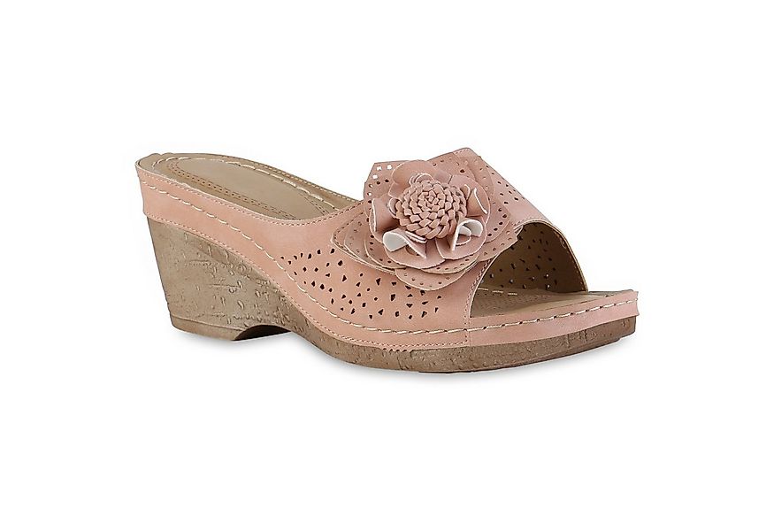 VAN HILL 841616 Sandalette Damen Pantoletten Sandaletten Bequeme Blumen Kom günstig online kaufen