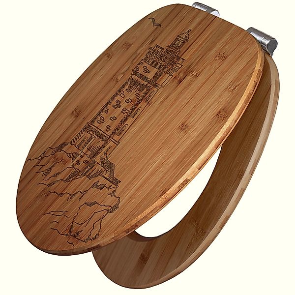 Banjado WC Sitz Bambus Holz Mit Gravur Toilettendeckel Mit Absenkautomatik günstig online kaufen
