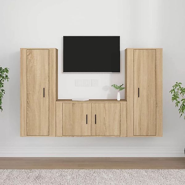 Vidaxl 3-tlg. Tv-schrank-set Sonoma-eiche Holzwerkstoff günstig online kaufen