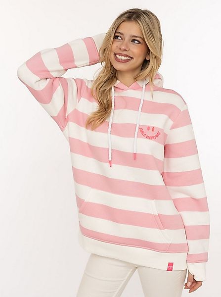 Zwillingsherz Hoodie "Streifen Smile Everyday" Blockstreifen, pinke Sticker günstig online kaufen