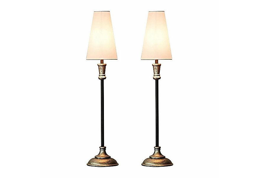 Mirabeau Tischleuchte Tischlampe 2er Set Obsonville silber/schwarz/creme günstig online kaufen
