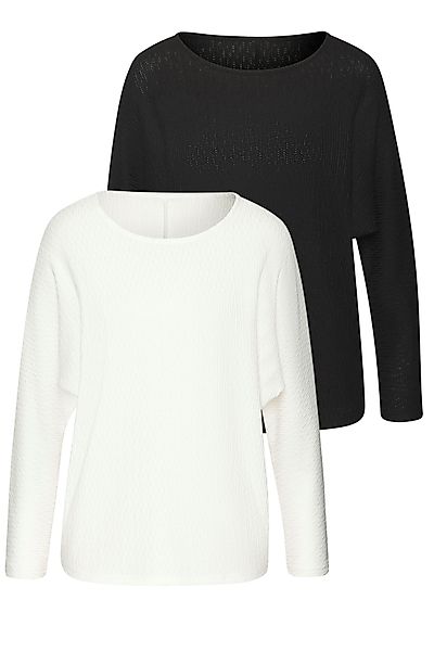 Vivance Langarmshirt in modischer Struktur-Optik (2er-Pack) günstig online kaufen