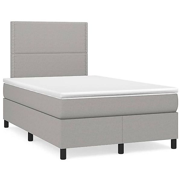 vidaXL Boxspringbett Boxspringbett mit Matratze Hellgrau 120x200 cm Stoff B günstig online kaufen