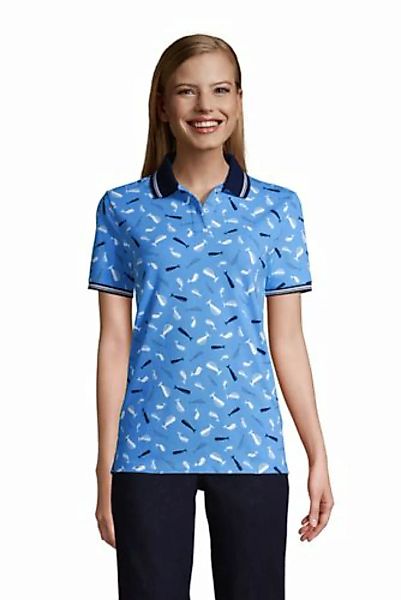 Piqué-Poloshirt, Damen, Größe: L Normal, Blau, Baumwolle, by Lands' End, Me günstig online kaufen