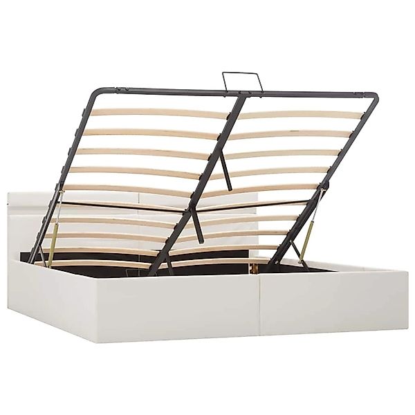 vidaXL Stauraumbett Hydraulisch mit LED Weiß Kunstleder 160x200 cm619312 günstig online kaufen