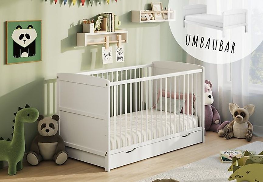Kids Collective Babybett umbaubar zu Kinderbett 60x120/70x140cm mit Schubla günstig online kaufen