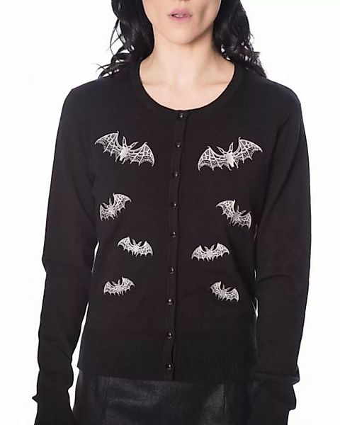 Banned Strickjacke Gothic Lace Bats Bestickte Fledermäuse Cardigan günstig online kaufen