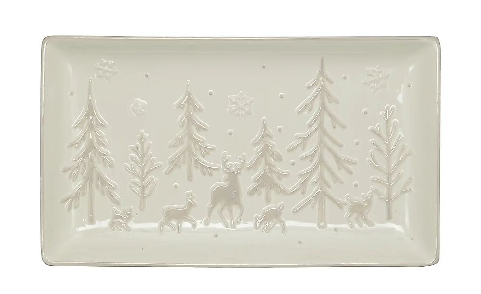 HOME STORY Platte mit Tannenmuster   ¦ weiß ¦ Dolomite ¦ Maße (cm): B: 37,5 günstig online kaufen