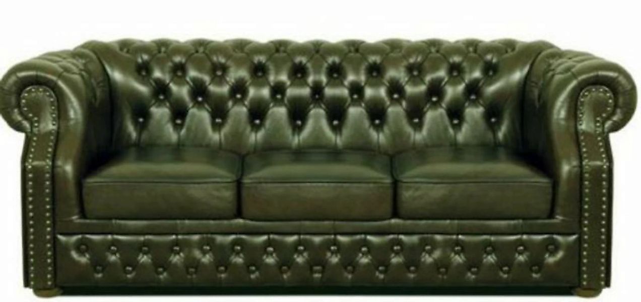 Casa Padrino 3-Sitzer Luxus Echtleder 3er Sofa Dunkelgrün 210 x 90 x H. 80 günstig online kaufen