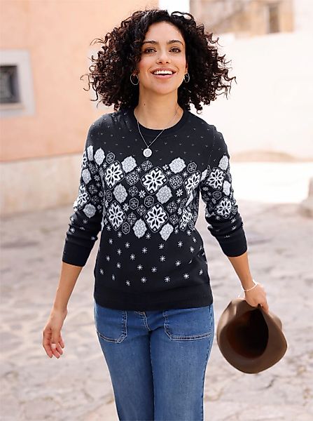Inspirationen Rundhalspullover "Jacquard-Pullover" günstig online kaufen