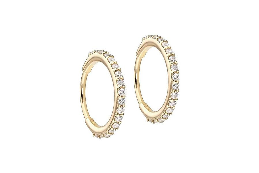 FILANGO Paar Creolen 14/18 Karat Gold Ohrclicker Creolen EINGEFASSTE MOISSA günstig online kaufen