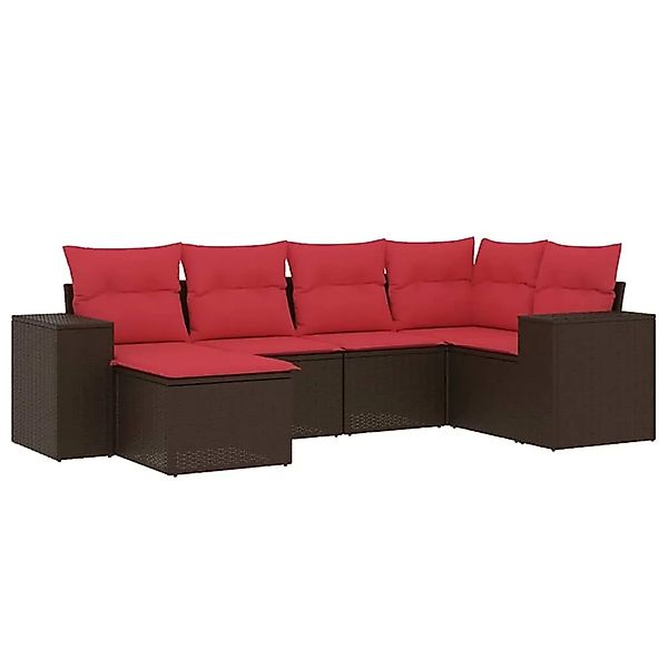 vidaXL 6-Tlg Gartensofa-Set mit Kissen Braun Polyrattan 3222863 günstig online kaufen