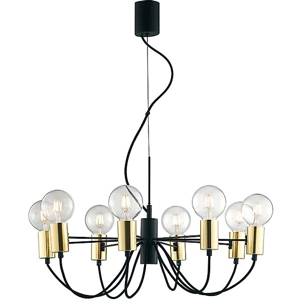 Luce Design Pendelleuchte Axon 4-flammig Schwarz-Gold Ø 66 cm günstig online kaufen