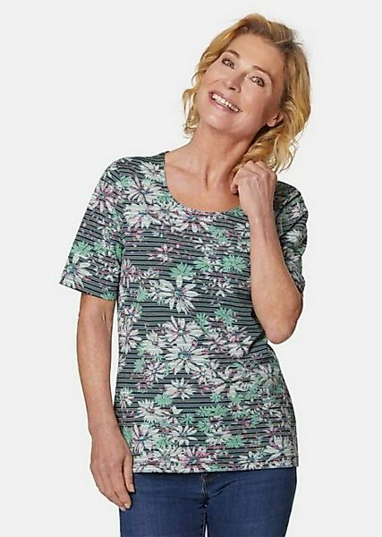 GOLDNER Print-Shirt Bequemes Druckshirt in Blumen-Ringeloptik günstig online kaufen