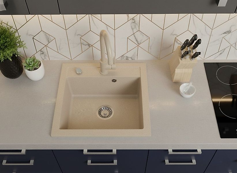 Faizee Home Granitspüle Hochwertige Granitspülen – 49x52cm Einbauspüle Spül günstig online kaufen