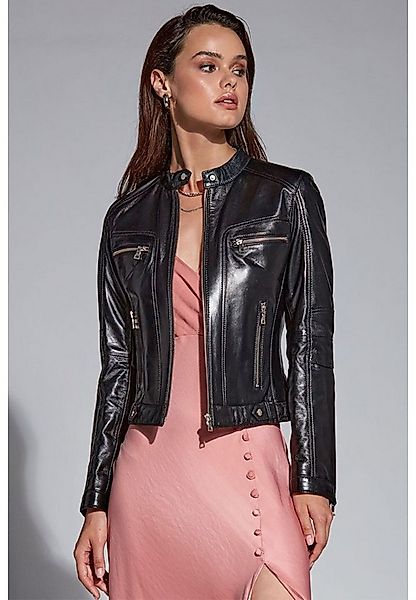 Derimod Lederjacke Sara Kurze Lederjacke Regular Fit, Reißverschluss, Stehk günstig online kaufen