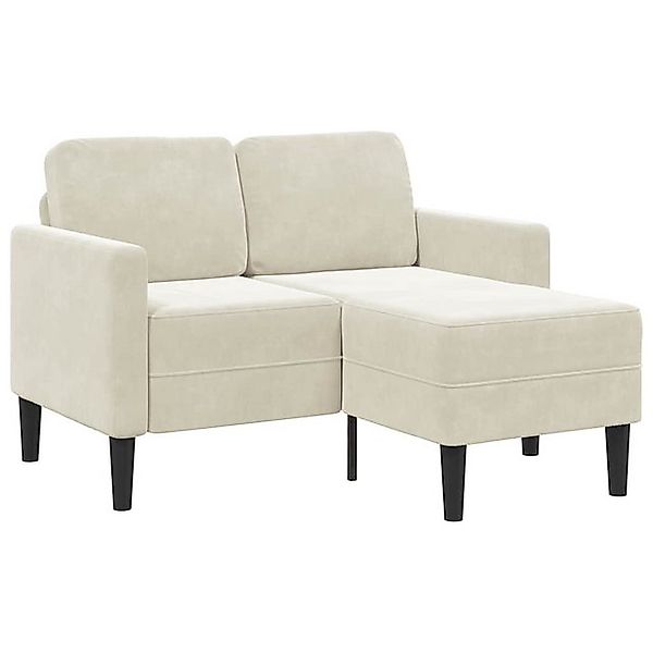 vidaXL Sofa 2-Sitzer-Sofa mit Chaiselongue L-Form Creme 125 cm Samt günstig online kaufen