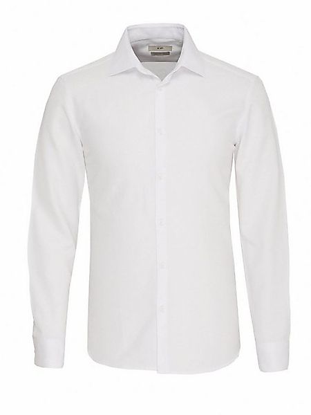 KİP Langarmhemd Weißes Gerades Slim Fit Weben Klassisches Baumwollmischhemd günstig online kaufen