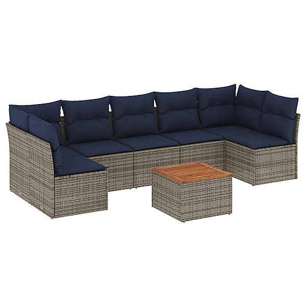vidaXL 8-Tlg Garten-Sofagarnitur mit Kissen Grau Poly Rattan 3255907 günstig online kaufen
