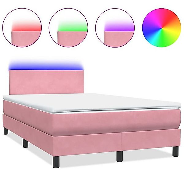vidaXL Boxspringbett, Boxspringbett mit Matratze Rosa 120x220 cm Samt günstig online kaufen