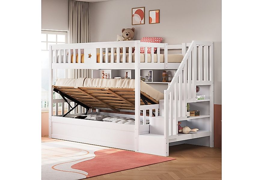 Flieks Etagenbett, Kinderbett Hydraulisches Unterbett 90x200cm mit Regal & günstig online kaufen