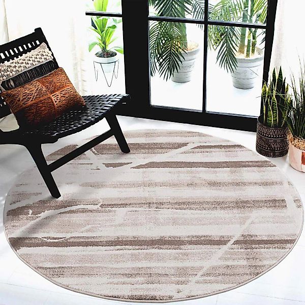 Carpet City Teppich "Moda" rund 11 mm Höhe Kurzflor, Streifen-Muster, Weich günstig online kaufen